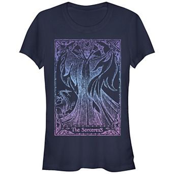 Disney's Sleeping Beauty Maleficent Juniors' The Sorceress Card Graphic Tee