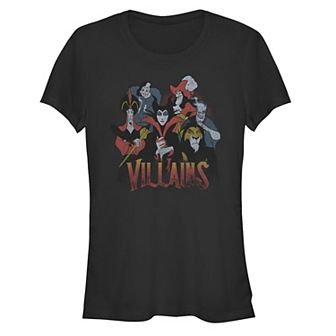 Disney Villains Juniors' Lineup Distressed Portrait Graphic Tee