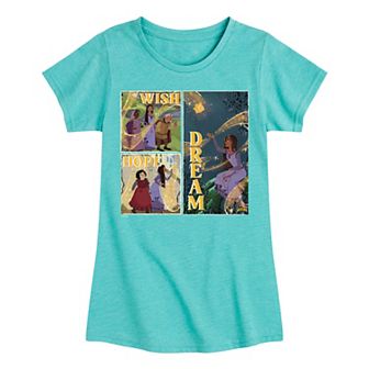 Disney's Wish Asha & Friends Girls 7-16 Hope Dream Grid Graphic Tee