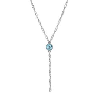 1928 Silver Tone Crystal Chain Y-Necklace