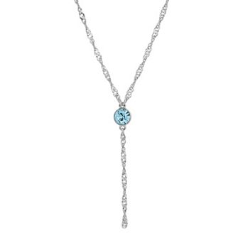 1928 Silver Tone Crystal Chain Y-Necklace