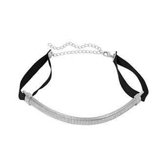 1928 Satin Ribbon Cobra Chain Choker Necklace