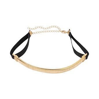 1928 Satin Ribbon Cobra Chain Choker Necklace
