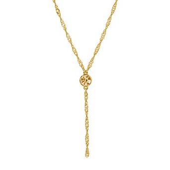 1928 Gold Tone Crystal Y-Necklace
