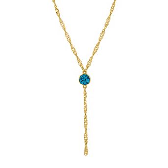 1928 Gold Tone Crystal Y-Necklace