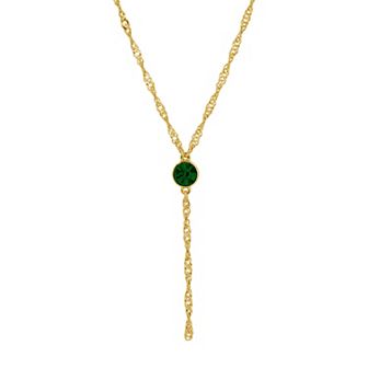 1928 Gold Tone Crystal Y-Necklace
