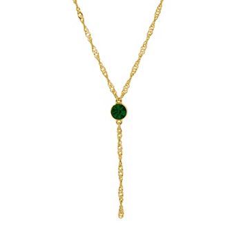1928 Gold Tone Crystal Y-Necklace