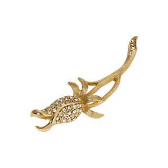 1928 Gold Tone Crystal Rosebud Pin