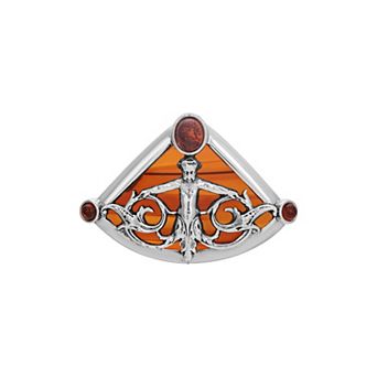 1928 Silver Tone Tortoiseshell Crystal Cherub Pin