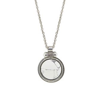 1928 Silver Tone White Howlite Pendant Necklace