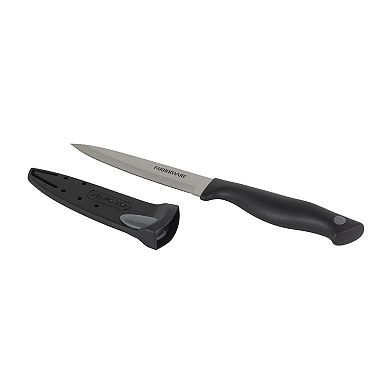 Farberware® 4.5-Inch Utility Knife with EdgeKeeper Sheath, Black Grey