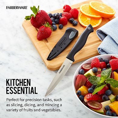 Farberware® 4.5-Inch Utility Knife with EdgeKeeper Sheath, Black Grey