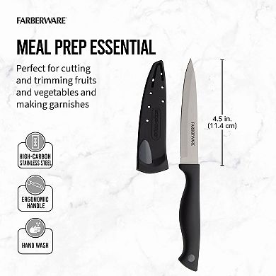 Farberware® 4.5-Inch Utility Knife with EdgeKeeper Sheath, Black Grey
