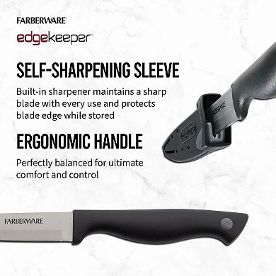 Farberware® 4.5-Inch Utility Knife with EdgeKeeper Sheath, Black Grey