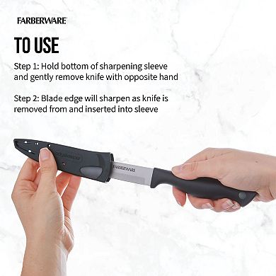 Farberware® 4.5-Inch Utility Knife with EdgeKeeper Sheath, Black Grey