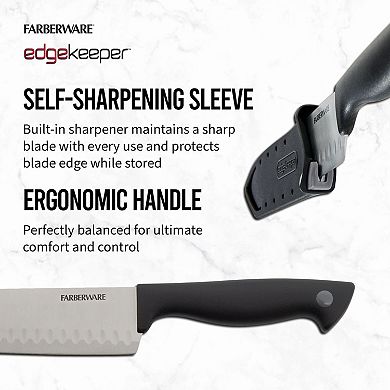Farberware® 5-Inch Santoku with EdgeKeeper Sheath, Black Grey