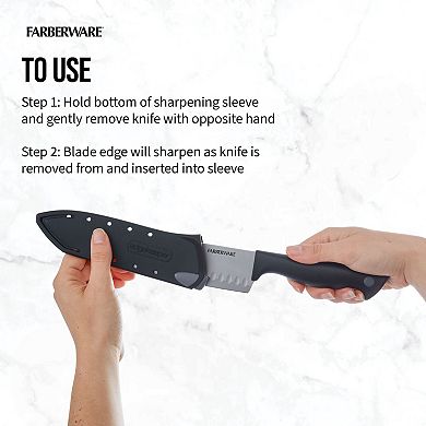 Farberware® 5-Inch Santoku with EdgeKeeper Sheath, Black Grey