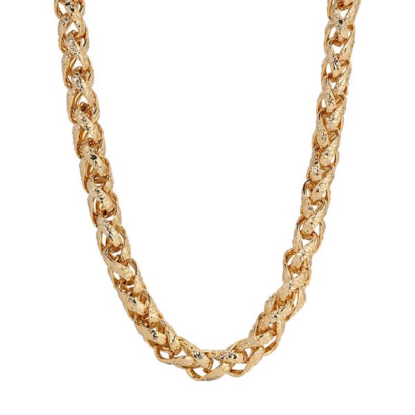 1928 Gold Tone Wheat Chain Choker Necklace