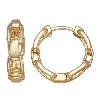 Nine West Oval Chain Link Huggie Hoop Earrings