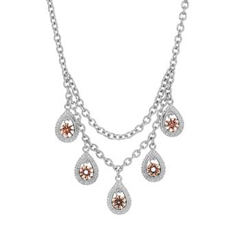 1928 Two Tone Multi Teardrop Necklace