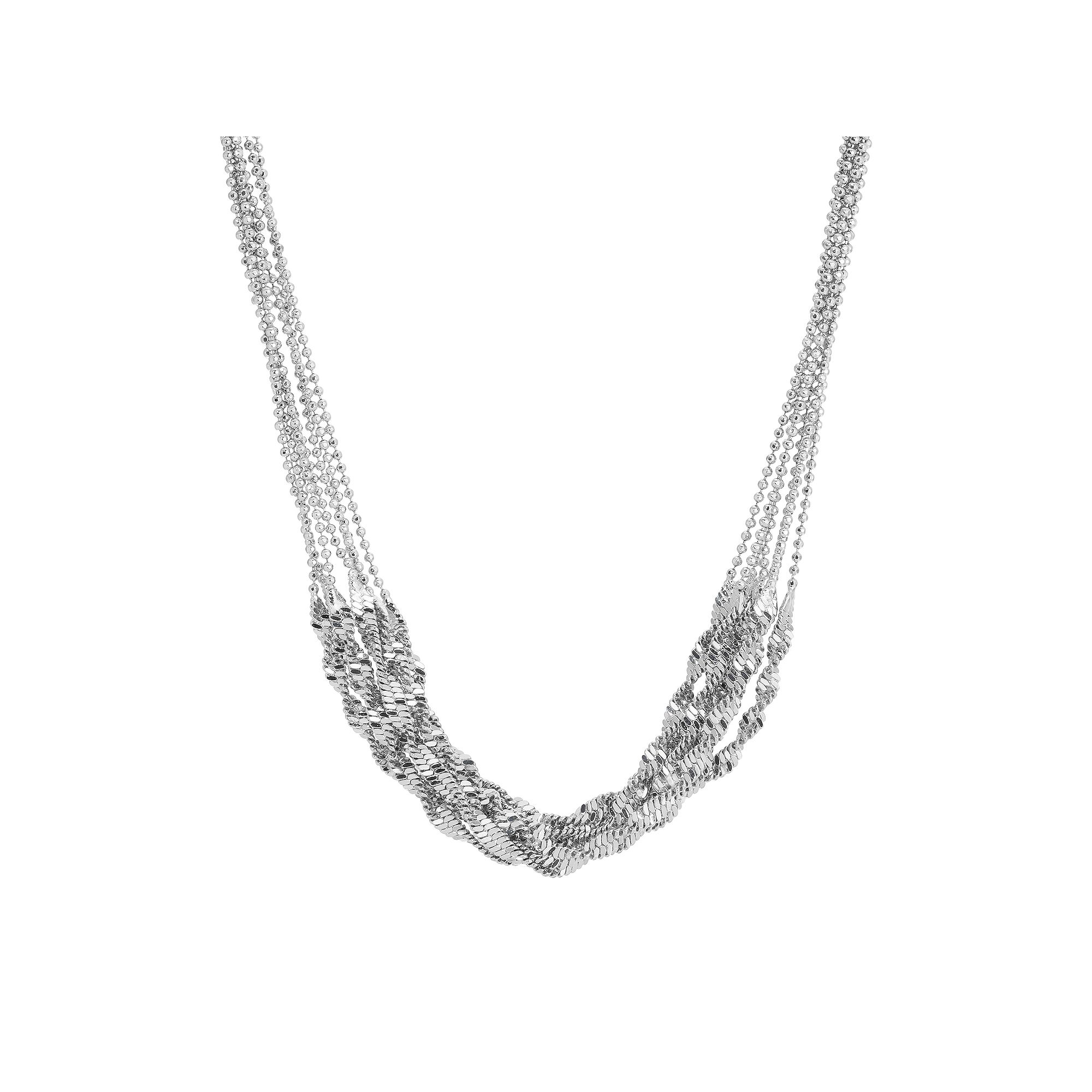 1928 Silver Tone Multi Strand Twist Chain Necklace, Womens, Gray