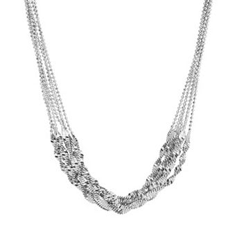 1928 Silver Tone Multi Strand Twist Chain Necklace