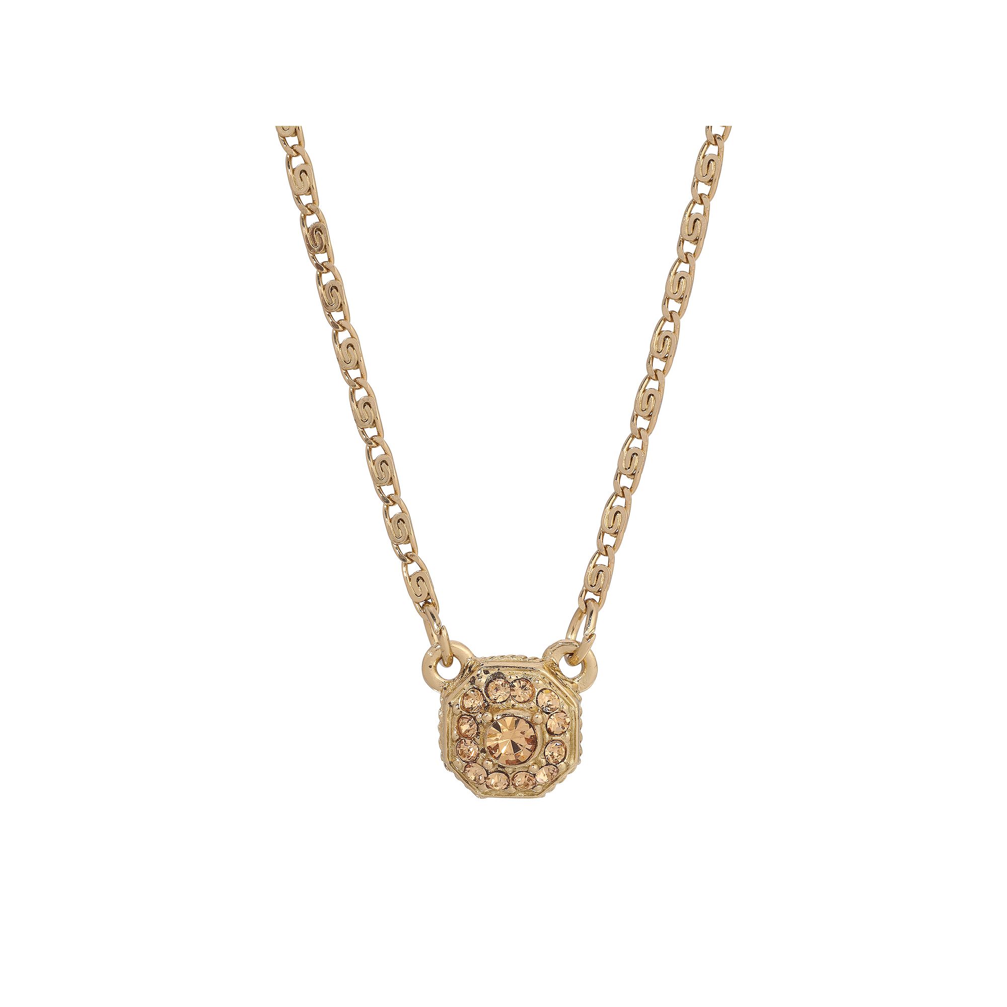 1928 Gold Tone & Yellow Crystal Necklace, Womens, Brown