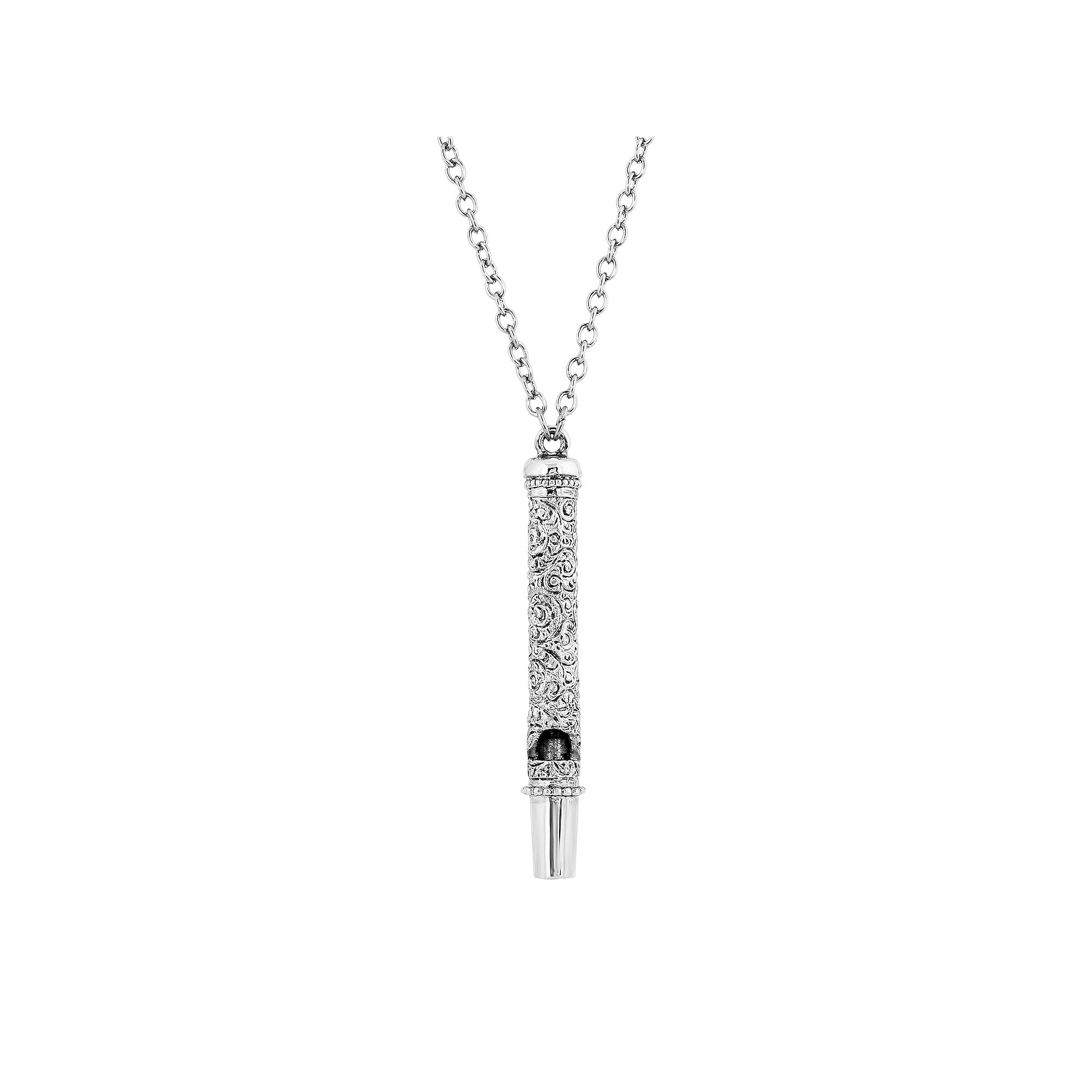 1928 Pewter Whistle Pendant Necklace, Womens, Gray