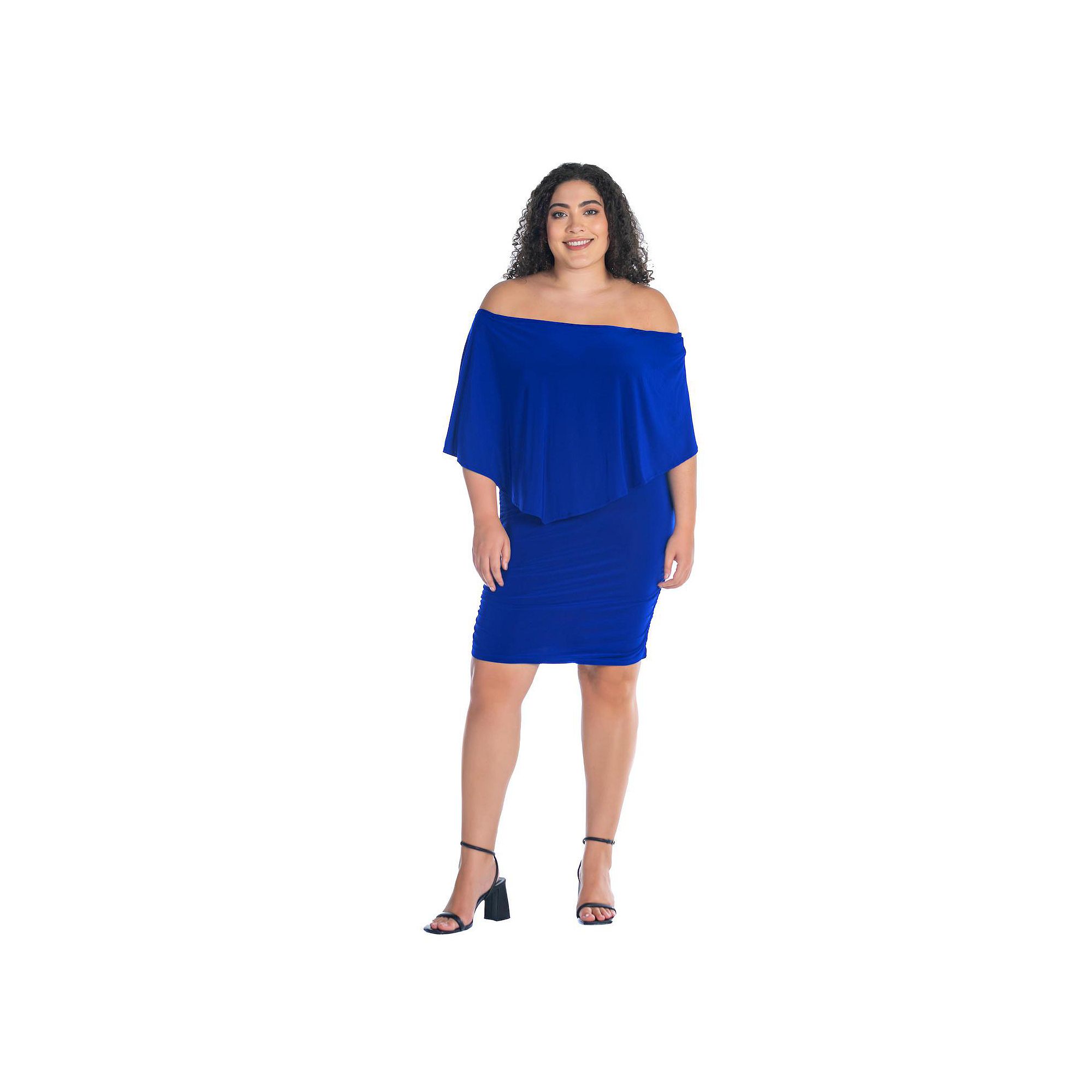Plus Size 24Seven Comfort Apparel Convertible Bodycon Mini Dress Ruffled Sl