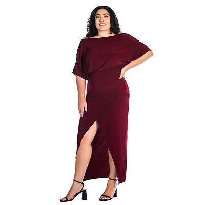 Plus Size 24Seven Comfort Apparel Boat Neck Batwing Sleeve