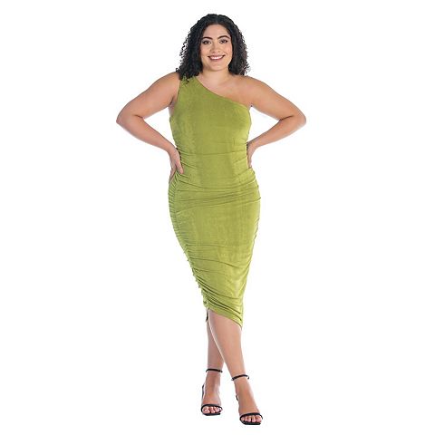 Женские платья 24Seven Plus Size 24Seven Comfort Apparel One-Shoulder Ruched Bodycon Dress
