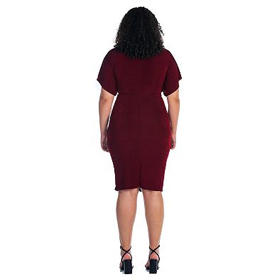 Plus Size 24Seven Comfort Short Sleeve V-Neck Twist Front Split-Hem Dress