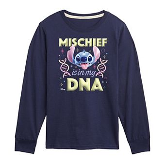 Disney's Lilo & Stitch Boys 8-20 Mischief Is In My DNA Long Sleeve Graphic Tee