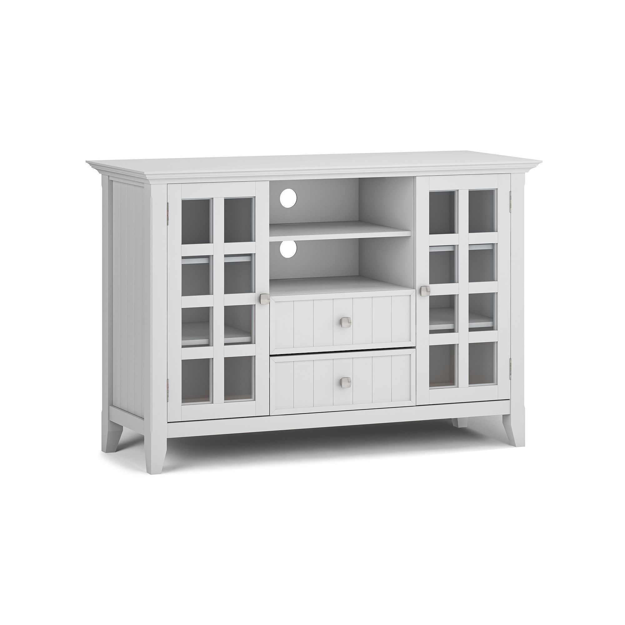 Simpli Home Acadian Tall TV Media Stand, White