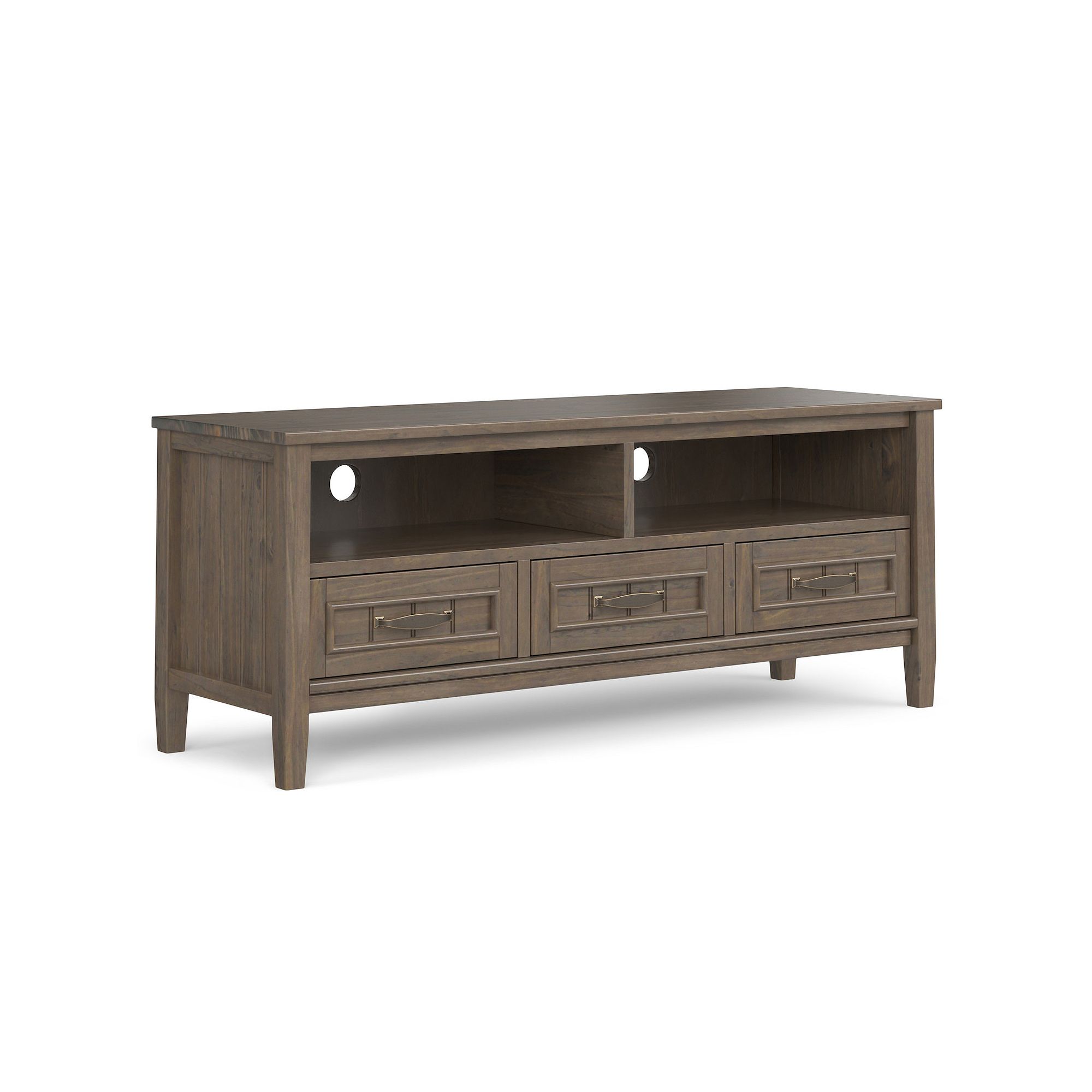 Simpli Home Lev Low TV Stand, Smokey Brown