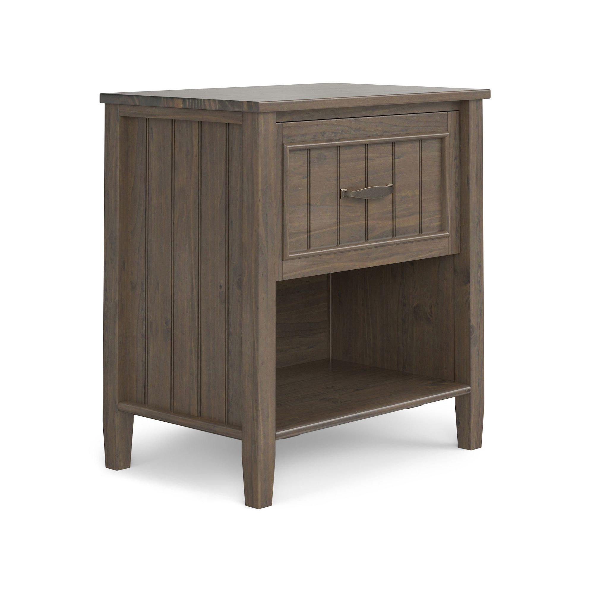 Simpli Home Lev Bedside Table, Smokey Brown