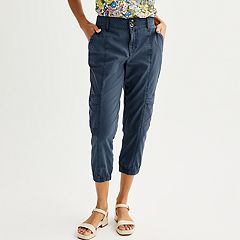 Navy Blue mid-Rise Solid Capris, Slip-on Closure, and 4 Pockets_28