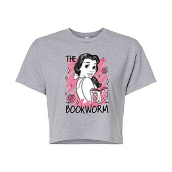 Disney Princess Belle Juniors' Bookworm Cropped Tee