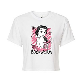 Disney Princess Belle Juniors' Bookworm Cropped Tee