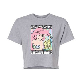 Disney Princess Ariel Juniors' Shell Phone Cropped Tee