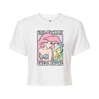 Disney Princess Ariel Juniors' Shell Phone Cropped Tee
