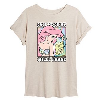 Disney Princess Ariel Juniors' Shell Phone Oversized Tee