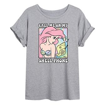 Disney Princess Ariel Juniors' Shell Phone Oversized Tee