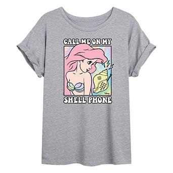 Disney Princess Ariel Juniors' Shell Phone Oversized Tee