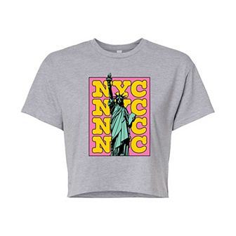 Juniors' NYC Statue Of Liberty Cropped Tee