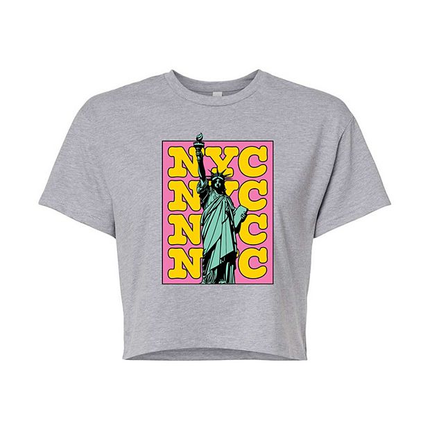 Juniors' NYC Statue Of Liberty Cropped Tee