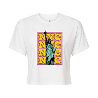Juniors' NYC Statue Of Liberty Cropped Tee
