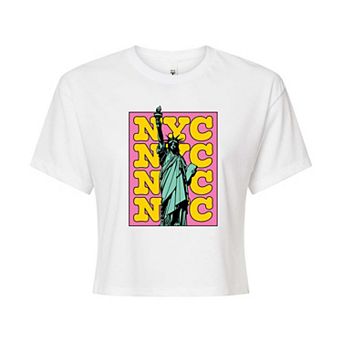 Juniors' NYC Statue Of Liberty Cropped Tee