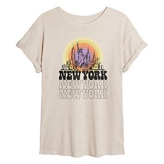 Juniors' New York Vintage Oversized Tee
