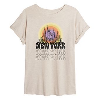 Juniors' New York Vintage Oversized Tee